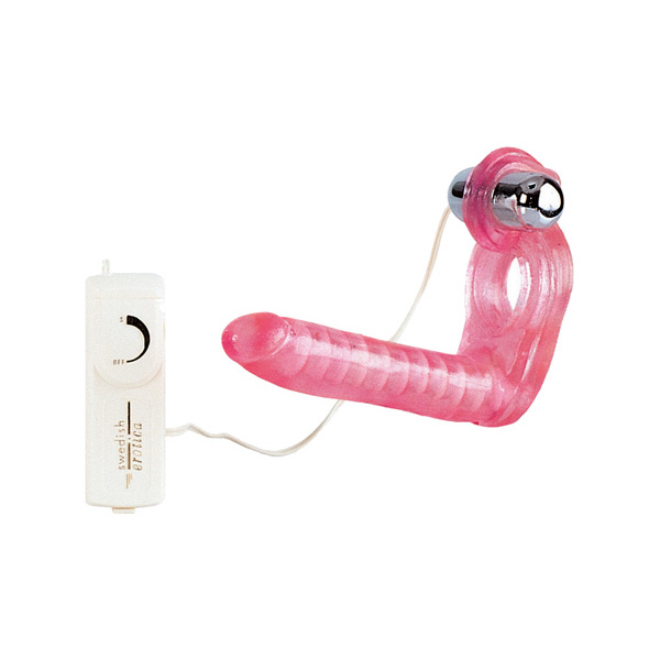 The Ultimate Triple Stimulator Flexible Dong w-Cock Ring - Pink - Image 2