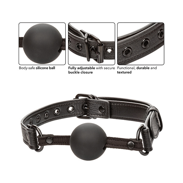 Nocturnal Collection Silicone Ball Gag - Black - Image 3
