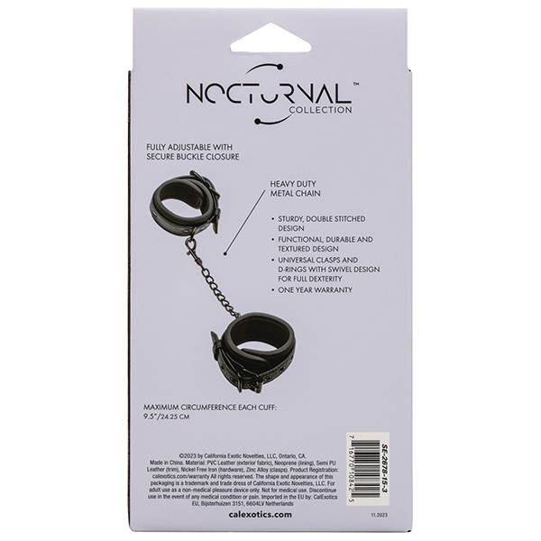 Nocturnal Collection Detachable Adjustable Wrist Cuffs - Black - Image 3