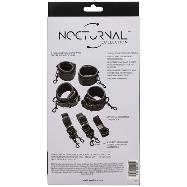 Nocturnal Collection Adjustable Bed Restraints - Black - Image 3