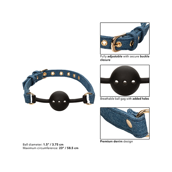 Ride 'Em Premium Denim Collection Ball Gag - Image 3