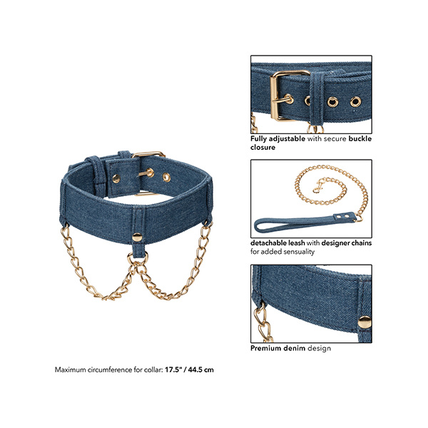 Ride 'Em Premium Denim Collection Collar w-Leash - Image 3