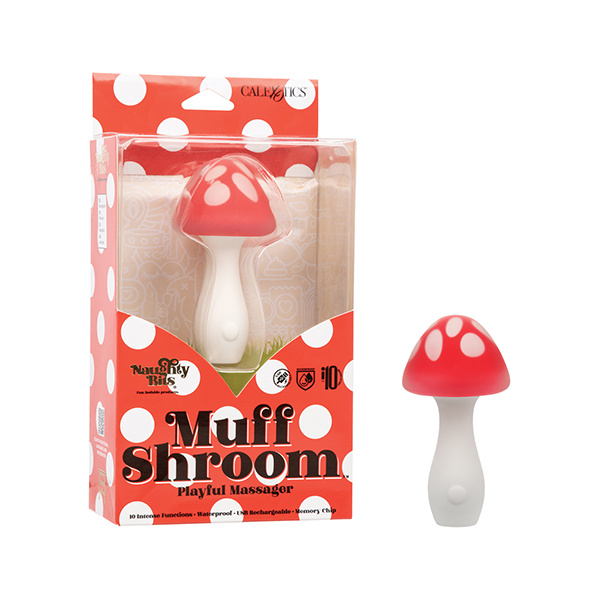 Naughty Bites Muff Shroom Playful Massager - Red-White