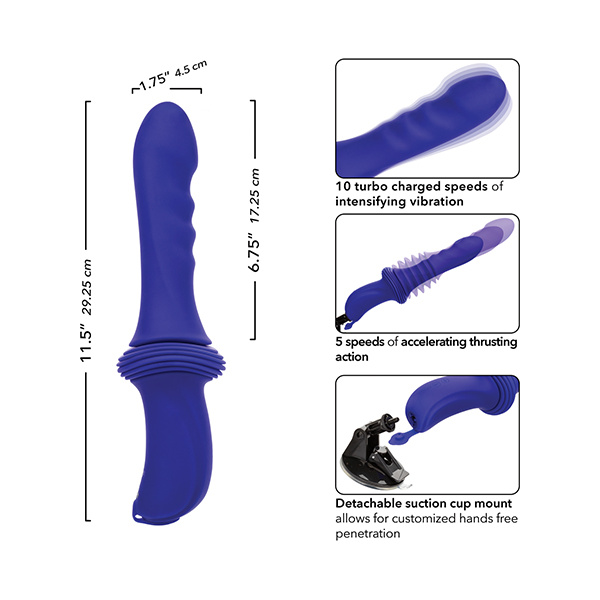 Overdrive Ridged Shaft Remote Control Sex Machine - Blue - Image 4