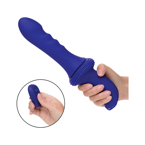 Overdrive Ridged Shaft Remote Control Sex Machine - Blue - Image 5