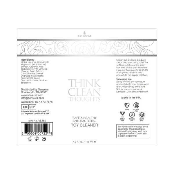 Sensuva Think Clean Thoughts Toy Cleaner - 4.2 oz - Image 2