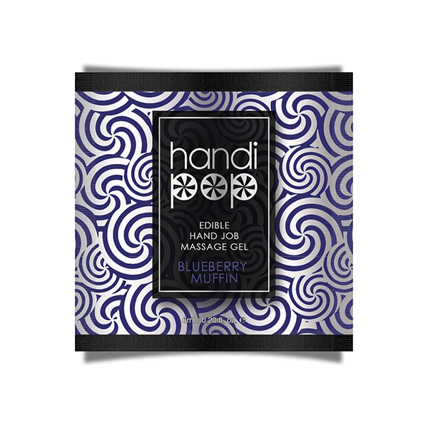 Handipop Hand Job Massage Gel Single Use Packet - 6 ml Blueberry Muffin