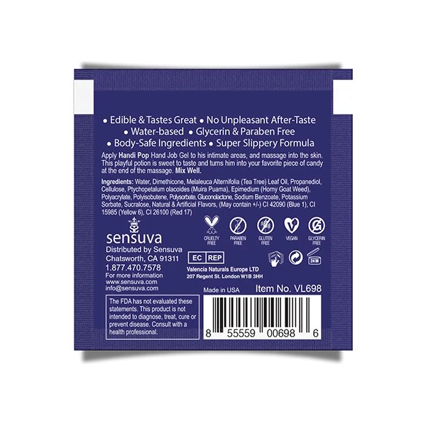 Handipop Hand Job Massage Gel Single Use Packet - 6 ml Blueberry Muffin - Image 2