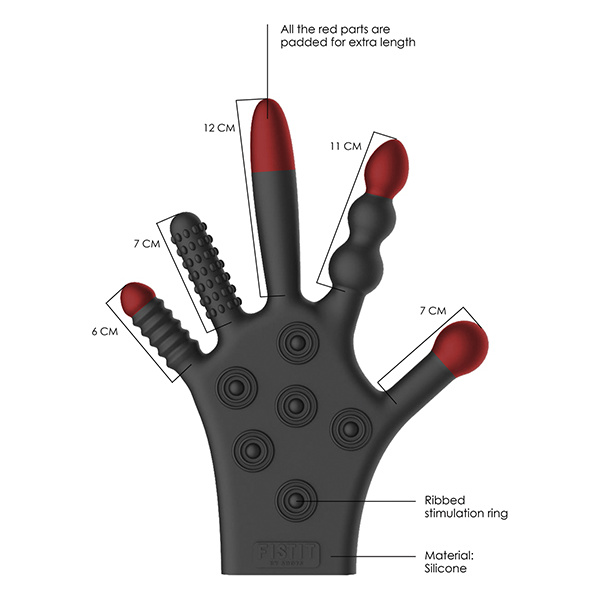 Shots Fistit Silicone Stimulation Glove - Black - Image 3