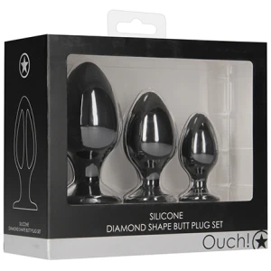 Shots Ouch Diamond Shape Butt Plug Set - Black