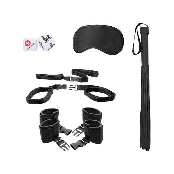Shots Ouch Black & White Bed Post Bindings Restraint Kit - Black - Image 5