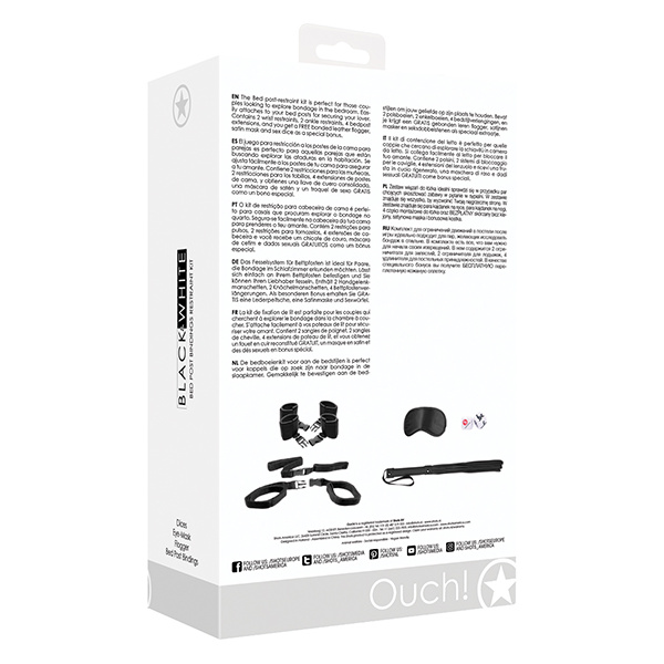 Shots Ouch Black & White Bed Post Bindings Restraint Kit - Black - Image 4