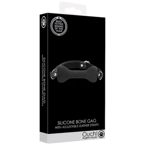 Shots Ouch Puppy Play Silicone Bone Gag - Black