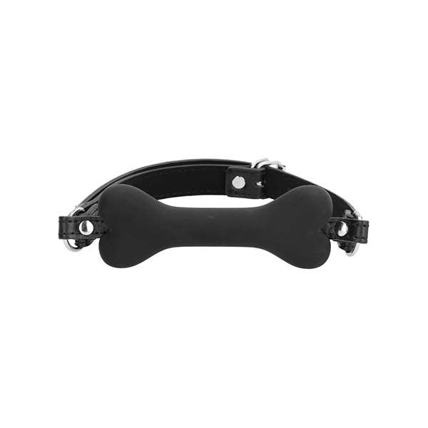 Shots Ouch Puppy Play Silicone Bone Gag - Black - Image 2