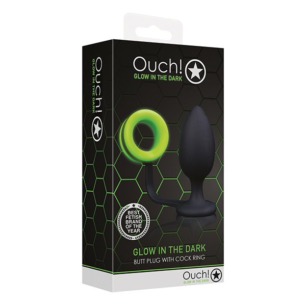 Shots Ouch Butt Plug w-Cock Ring - Glow in the Dark