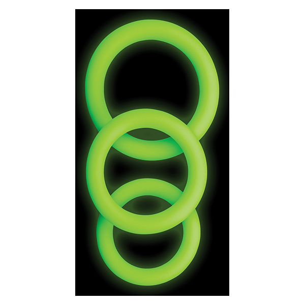 Shots Ouch 3 pc Cock Ring Set - Glow in the Dark - Image 3