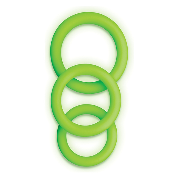 Shots Ouch 3 pc Cock Ring Set - Glow in the Dark - Image 2