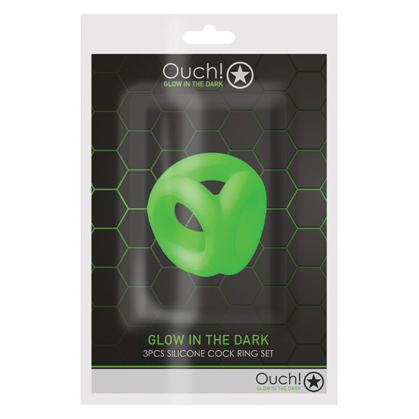 Shots Ouch Cock Ring & Ball Strap - Glow in the Dark