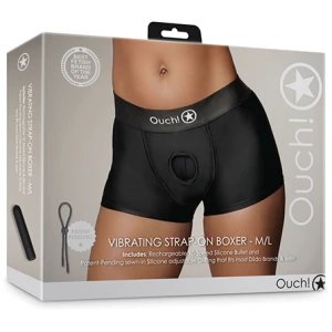 Shots Ouch Vibrating Strap On Boxer - Black