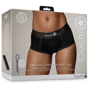 Shots Ouch Vibrating Strap On Brief - Black