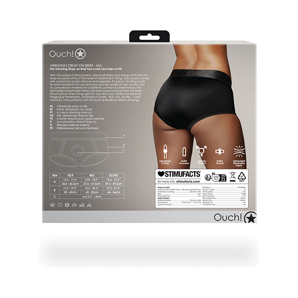 Shots Ouch Vibrating Strap On Brief - Black - Image 3