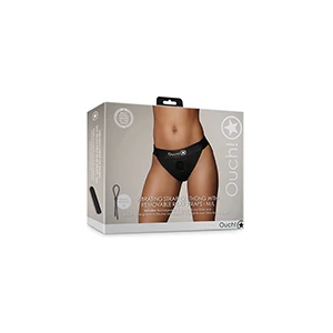 Shots Ouch Vibrating Strap On Thong W/removable Rear Straps - Black