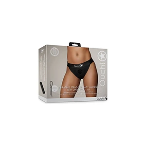 Shots Ouch Vibrating Strap On Panty Harness W/open Back - Black