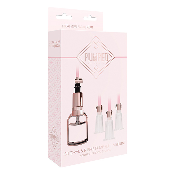 Shots Pumped Clitoral & Nipple Pump Set - Medium Rose Gold