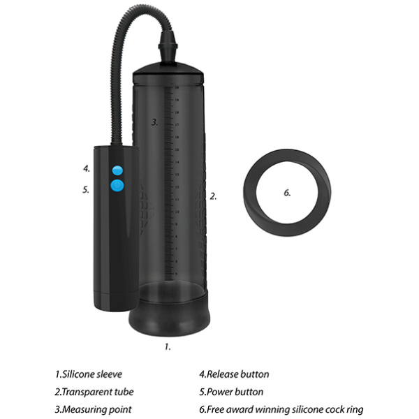 Shots Pumped Rechargeable Extreme Power Pump w-Free Silicone Cock Ring - Black - Image 4