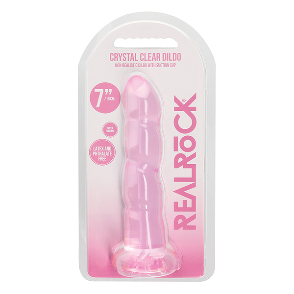 Shots RealRock Crystal Clear Non Realistic 7" Dildo  - Pink