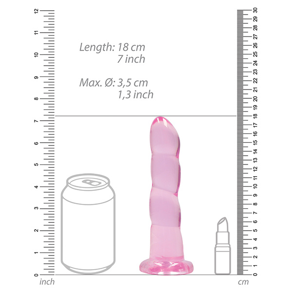 Shots RealRock Crystal Clear Non Realistic 7" Dildo  - Pink - Image 3