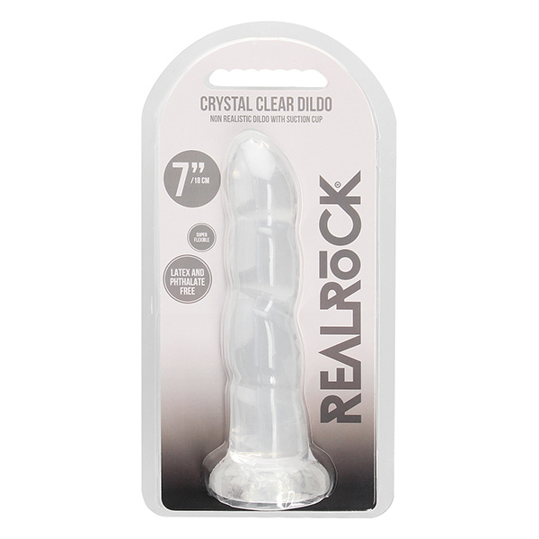 Shots RealRock Crystal Clear 7" Rippled Dildo  - Transparent