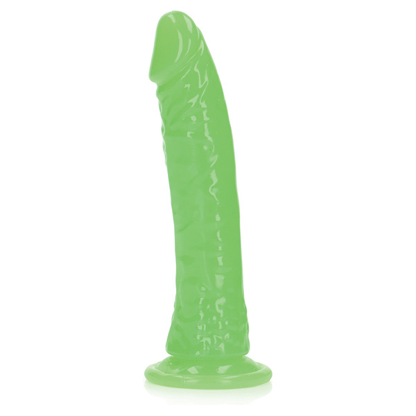 Shots RealRock 7" Slim  Dildo Glow in the Dark - Neon Green - Image 3