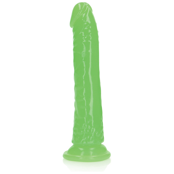 Shots RealRock 7" Slim  Dildo Glow in the Dark - Neon Green - Image 4