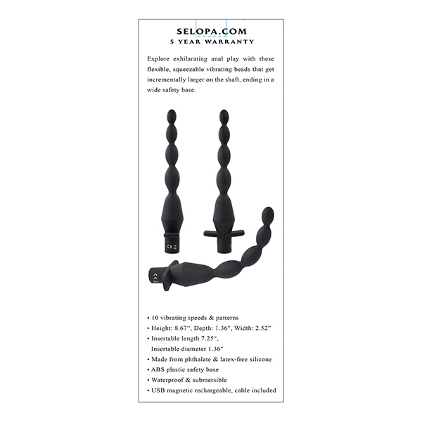 Selopa Vibrating Butt Beads - Black - Image 2