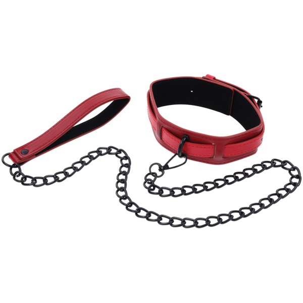 Sex & Mischief Ex's & Oh's Collar & Leash - Red-Black - Image 5