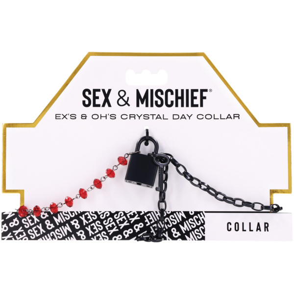 Sex & Mischief Ex's & Oh's Crystal Day Collar - Red-Black