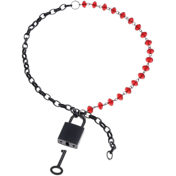 Sex & Mischief Ex's & Oh's Crystal Day Collar - Red-Black - Image 2