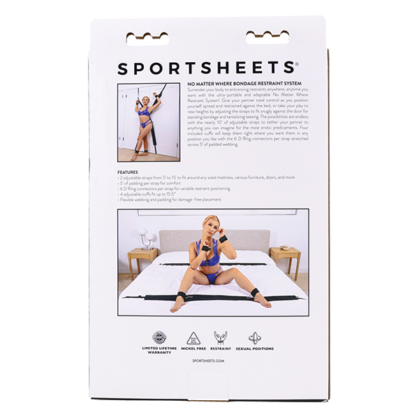 Sportsheets No Matter Where Adjustable Bondage Restraint System - Black - Image 2