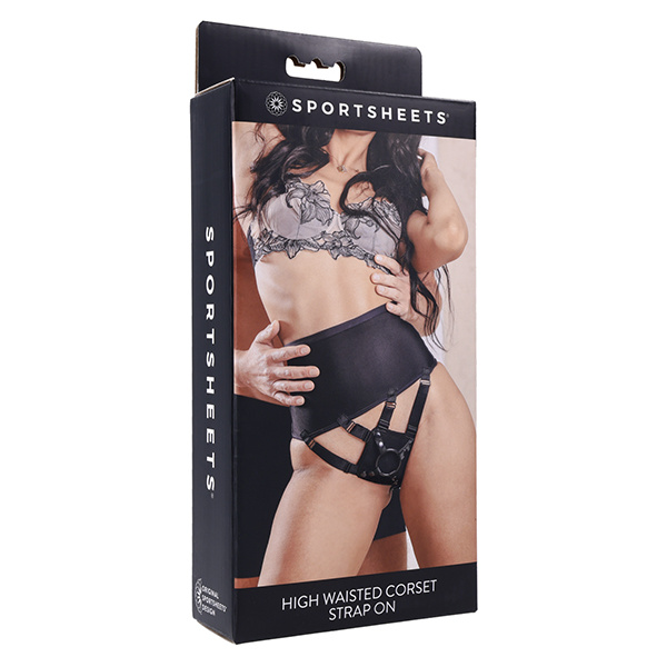 Sportsheets High Waisted Strap-On Corset - Black