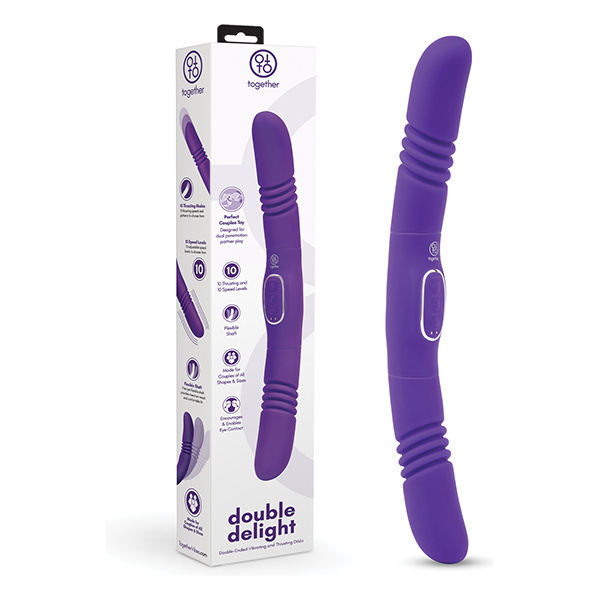 Together Double Delight Double-Ended Vibrating & Thrusting Vibrator - Purple