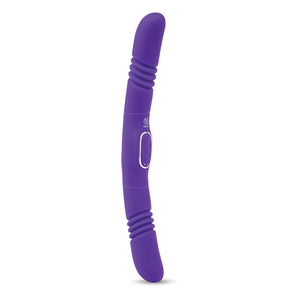 Together Double Delight Double-Ended Vibrating & Thrusting Vibrator - Purple - Image 5