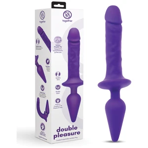 Together Double Pleasure 11"  Double-Ended Dildo & Butt Plug - Purple