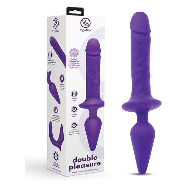 Together Double Pleasure 11"  Double-Ended Dildo & Butt Plug - Purple