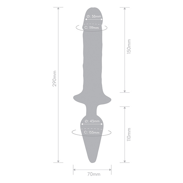 Together Double Pleasure 11"  Double-Ended Dildo & Butt Plug - Purple - Image 2