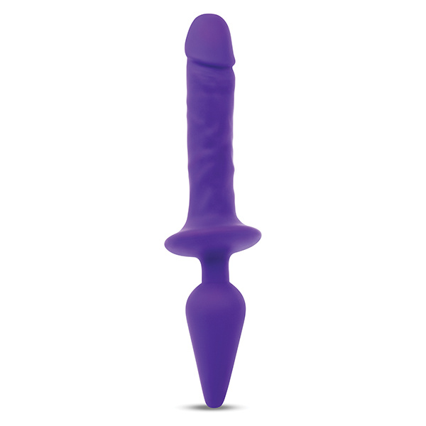 Together Double Pleasure 11"  Double-Ended Dildo & Butt Plug - Purple - Image 4