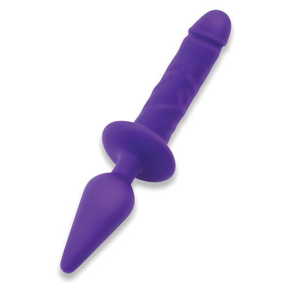 Together Double Pleasure 11"  Double-Ended Dildo & Butt Plug - Purple - Image 5