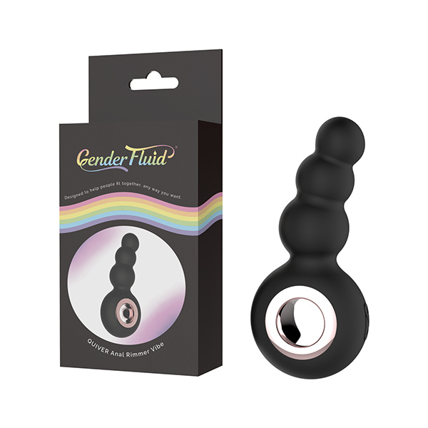 Gender Fluid Quiver Anal Ring Bead Vibe - Black