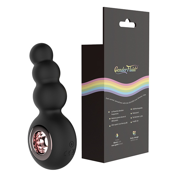 Gender Fluid Quiver Anal Ring Bead Vibe - Black - Image 4