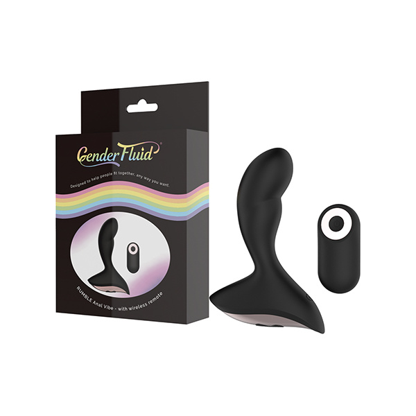 Gender Fluid Rumble Anal Vibe w-Remote - Black